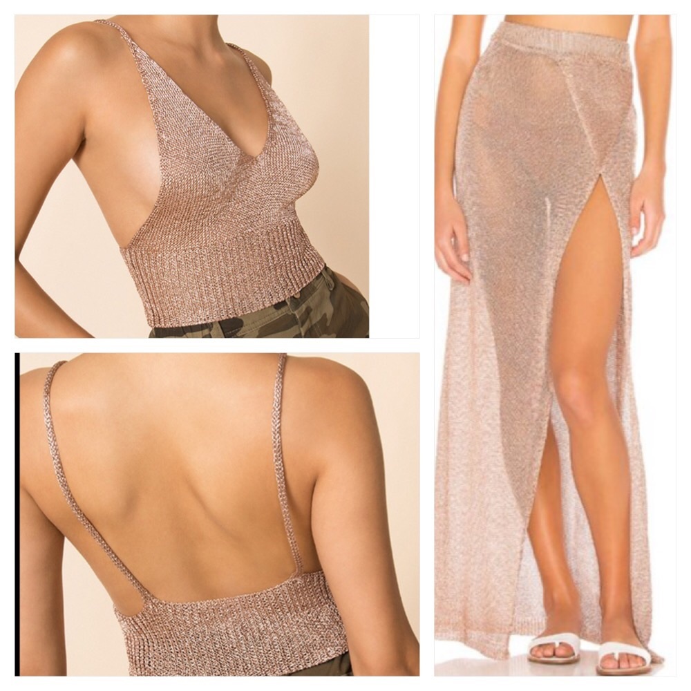 SUPERDOWN Leisha Knit Crop Top and Keva Wrap skirt